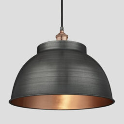 Industville Brooklyn Outdoor & Bathroom  Dome Pendant, 17 Inch, Pewter & Copper, Copper Holder, Globe Glass - thumbnail 1