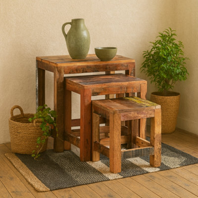 Wyld Haus Seattle Set Of 3 Reclaimed Wood Nesting Tables - image 1