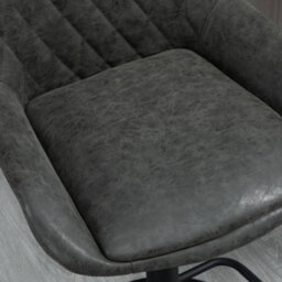 Homcom Pu Leather Padded Bar Stools Set Of 2 With Metal Base, Dark Grey - thumbnail 8