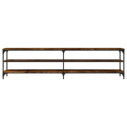 Berkfield Durable Tv Cabinet Smoked Oak 200X30X50 Cm Engineered Wood And Metal - thumbnail 5