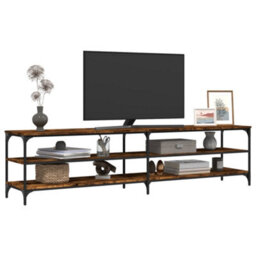 Berkfield Durable Tv Cabinet Smoked Oak 200X30X50 Cm Engineered Wood And Metal - thumbnail 4