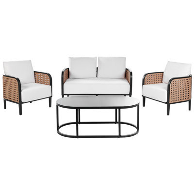 Beliani Garden Lounge Set With Table 4 Seater Montefalco Metal White - image 1