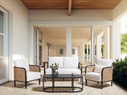 Beliani Garden Lounge Set With Table 4 Seater Montefalco Metal White - thumbnail 2