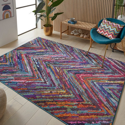 Multi Geometric Modern Easy To Clean Abstract Rug For Dining Room-200Cm X 290Cm - image 1