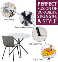 Hallowood Furniture Cullompton Small Round Dining Table 90Cm With 2 Taupe Leather Effect Chairs - thumbnail 2