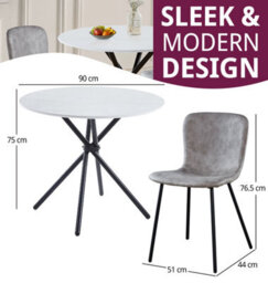 Hallowood Furniture Cullompton Small Round Dining Table 90Cm With 2 Taupe Leather Effect Chairs - thumbnail 3