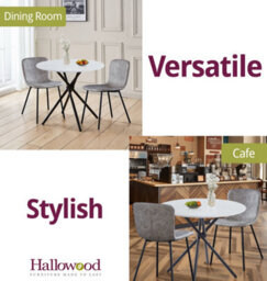 Hallowood Furniture Cullompton Small Round Dining Table 90Cm With 2 Taupe Leather Effect Chairs - thumbnail 7