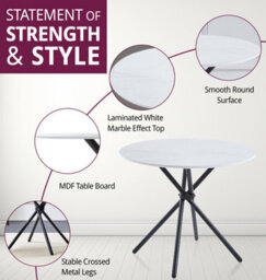 Hallowood Furniture Cullompton Small Round Dining Table 90Cm With 2 Taupe Leather Effect Chairs - thumbnail 4