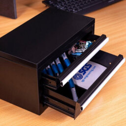 Sgs Black Mini Tool Box Metal 2 Drawers For Diy Craft Home 27.5X15X15Cm Fun Gift - thumbnail 8