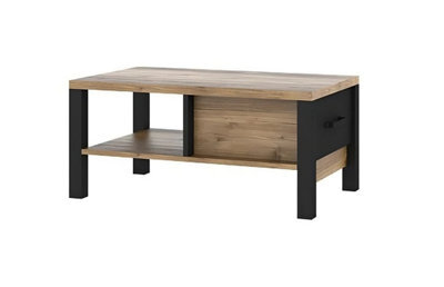 Arte Olin Modern Coffee Table In Appenzeller Fichte Oak & Black Matt - W900mm X H420mm X D560mm - image 1