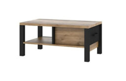 Arte Olin Modern Coffee Table In Appenzeller Fichte Oak & Black Matt - W900mm X H420mm X D560mm - thumbnail 1