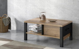 Arte Olin Modern Coffee Table In Appenzeller Fichte Oak & Black Matt - W900mm X H420mm X D560mm - thumbnail 3