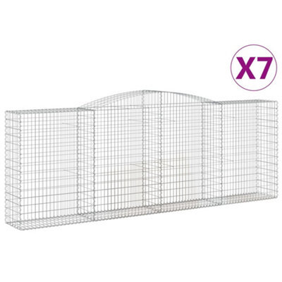Berkfield Durable Arched Gabion Baskets 7 Pcs 400X50X140/160 Cm Galvanised Iron - image 1