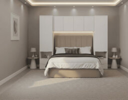 Amos Mann Furniture Cellini Matte White Overbed Unit With 4Ft6 Ottoman Storage Double Bed Set - 3485 / Mia