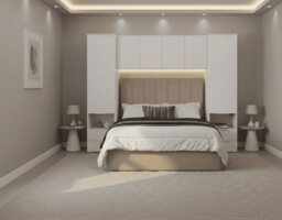 Amos Mann Furniture Cellini Matte White Overbed Unit With 4Ft6 Ottoman Storage Double Bed Set - 3485 / Mia - thumbnail 2