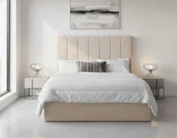 Amos Mann Furniture Cellini Matte White Overbed Unit With 4Ft6 Ottoman Storage Double Bed Set - 3485 / Mia - thumbnail 3