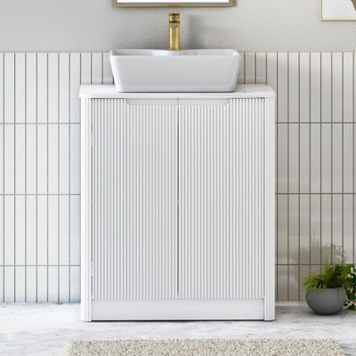 Royal Bathrooms Avenza 600mm Matt White Floor Standing Bathroom Vanity Unit 2 Door With Cube Basin - image 1