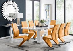 Furniturebox Uk Arezzo Large Extending Dining Table And 8 Mustard Willow Chairs