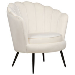 Beliani Armchair Lovikka Velvet Off-White - thumbnail 1