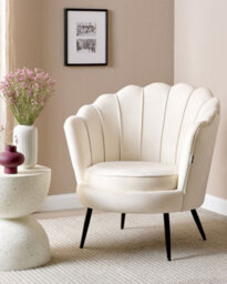 Beliani Armchair Lovikka Velvet Off-White - thumbnail 2