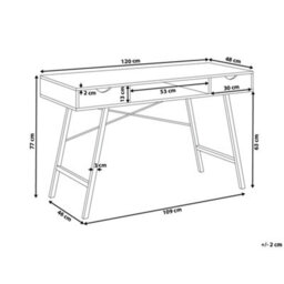 Beliani Office Desk 120 X 48Cm Brown White With 2 Drawers - thumbnail 4