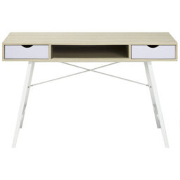 Beliani Office Desk 120 X 48Cm Brown White With 2 Drawers - thumbnail 1