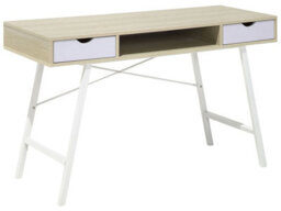 Beliani Office Desk 120 X 48Cm Brown White With 2 Drawers - thumbnail 3
