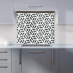 Warren Reed Designer Geometric Monochrome Hexagonal Pattern Premium Glass Kitchen Splashback W600mm X H650mm - thumbnail 1