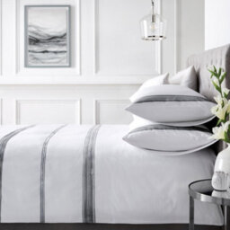 Appletree Embroidered Band 100% Cotton Black Embroidered Duvet Cover Set