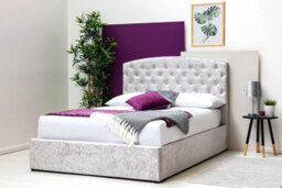 Sedgwick Silver Crushed Velvet Ottoman Gas Lift Storage Bed - King Size 5Ft - thumbnail 3