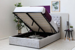 Sedgwick Silver Crushed Velvet Ottoman Gas Lift Storage Bed - King Size 5Ft - thumbnail 7