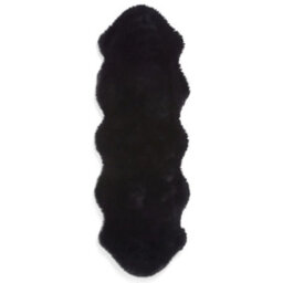 Sheepskin Black Plain Shaggy Rug, 50mm Thickness Modern Rug, Luxurious Rug For Living Room, & Dining Room-60Cm X 180Cm (Double) - thumbnail 2