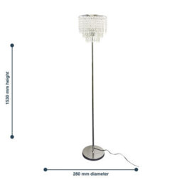 First Choice Lighting Chrome And Acrylic Crystal Jewelled Floor Lamp - thumbnail 6