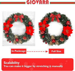 40Cm Christmas Wreath (Hanger Included), Artificial Door Wreath With 30 Led Lights And Hanger - thumbnail 7