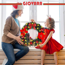 40Cm Christmas Wreath (Hanger Included), Artificial Door Wreath With 30 Led Lights And Hanger - thumbnail 3