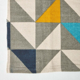 Homescapes Copenhagen Blue, Yellow And Grey 100% Cotton Geometric Style Scandi Printed Rug, 90 X 150 Cm - thumbnail 3