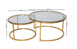Q&p Furniture Nova Modern Nest Coffee Table  2 Piece Set With Chrome Gold  Legs Tempered Glass Top - thumbnail 4