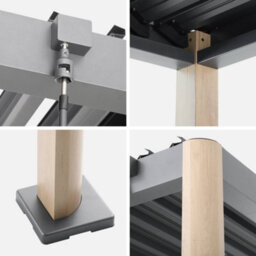 Sweeek - Louvered Pergola With Rounded Legs Aluminium 3X3M Wood Effect/anthracite - Imperial - thumbnail 7