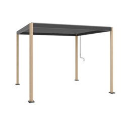 Sweeek - Louvered Pergola With Rounded Legs Aluminium 3X3M Wood Effect/anthracite - Imperial - thumbnail 2
