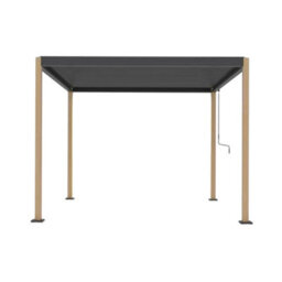 Sweeek - Louvered Pergola With Rounded Legs Aluminium 3X3M Wood Effect/anthracite - Imperial - thumbnail 4