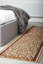 Bravich Hard Wearing Hessian Backed Stair Runner Kitchen Mat - Texas Leopard Print - 60X450Cm (2'x15') - thumbnail 4