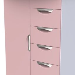 Rovigo Ready Assembled Matt White & Pink 5 Drawer Double Wardrobe (H)1262mm (W)774mm (D)533mm - thumbnail 3