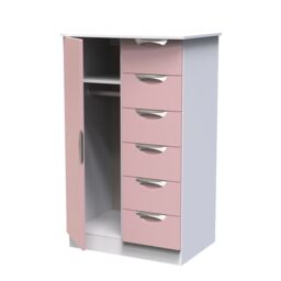 Rovigo Ready Assembled Matt White & Pink 5 Drawer Double Wardrobe (H)1262mm (W)774mm (D)533mm - thumbnail 4