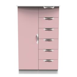 Rovigo Ready Assembled Matt White & Pink 5 Drawer Double Wardrobe (H)1262mm (W)774mm (D)533mm - thumbnail 5