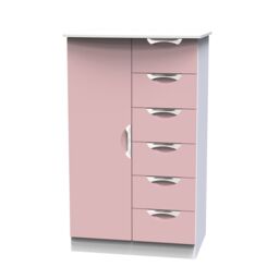 Rovigo Ready Assembled Matt White & Pink 5 Drawer Double Wardrobe (H)1262mm (W)774mm (D)533mm - thumbnail 2