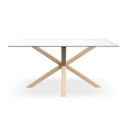 More4Homes Etta Glass Dining Table W Solid Oak Legs - thumbnail 3