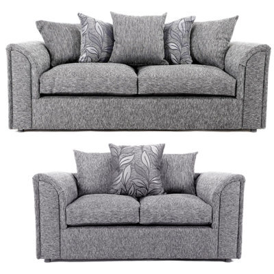 Furnishings For Less UK Byron Dundee Chenille Fabric Sofa Set 3 And 2 Seater Sofa   Light Grey - image 1