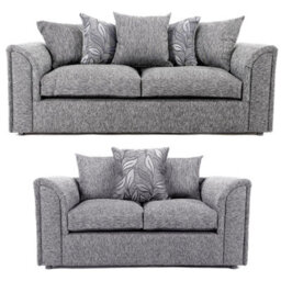 Furnishings For Less UK Byron Dundee Chenille Fabric Sofa Set 3 And 2 Seater Sofa   Light Grey - thumbnail 1