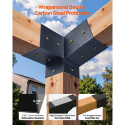 Vevor Pergola Kit, 4X4 Inch 3-Way Slanted Brackets For 3.5X3.5 Inch Wood Beams In Actual Size, 2-Pack Pergola Brackets - thumbnail 4