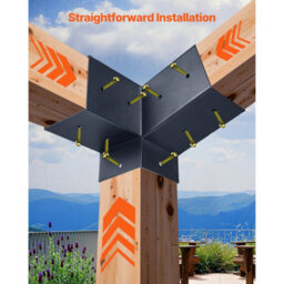 Vevor Pergola Kit, 4X4 Inch 3-Way Slanted Brackets For 3.5X3.5 Inch Wood Beams In Actual Size, 2-Pack Pergola Brackets - thumbnail 7